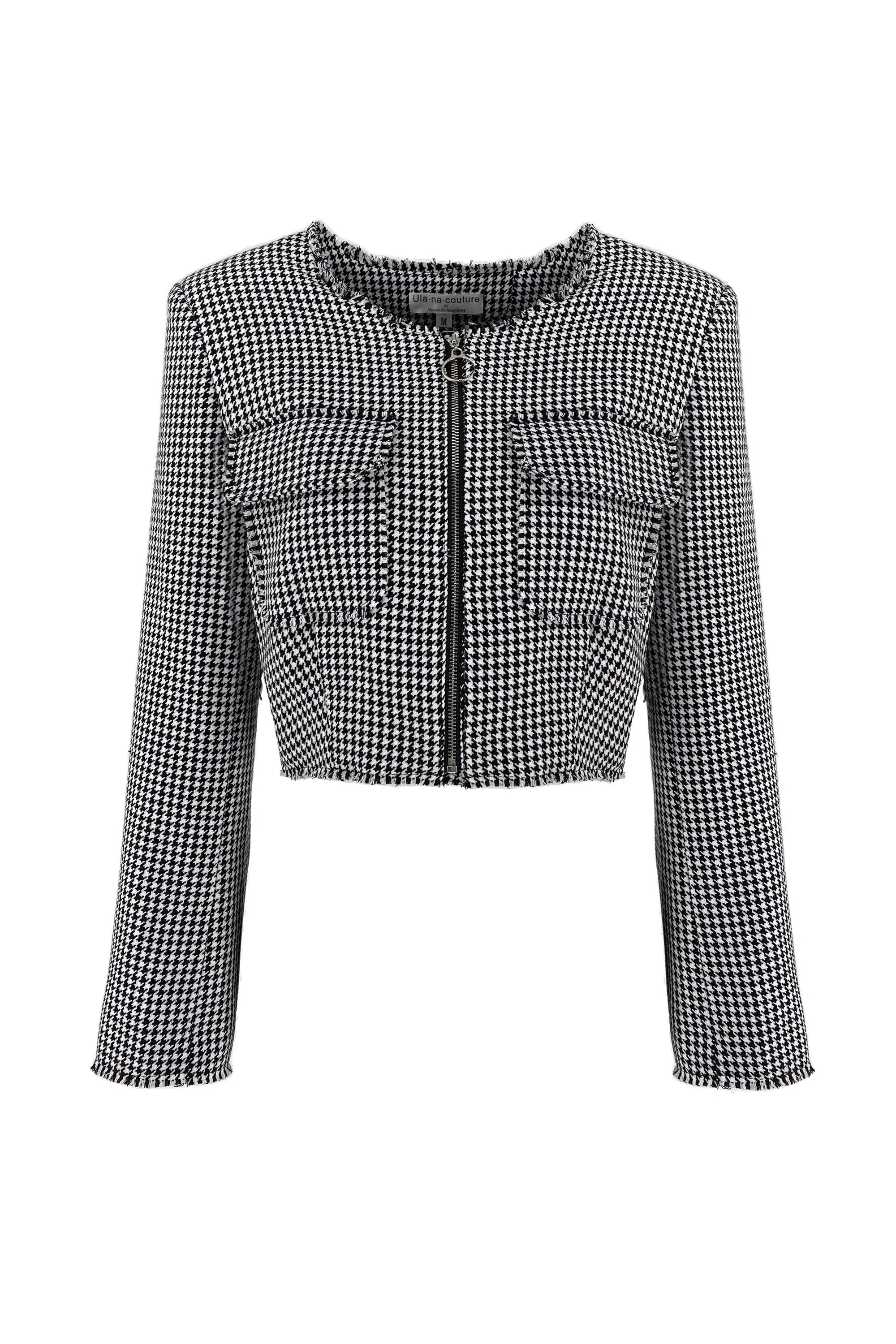 Qianniao grid suit jacket half skirt solid color long skirt three piece set ULA